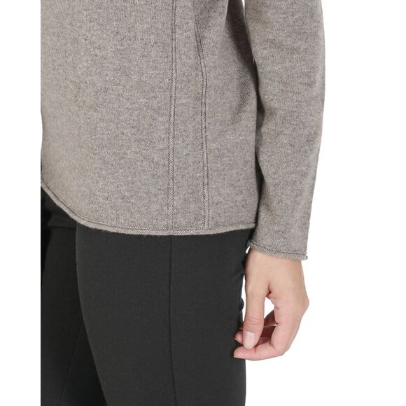 Crown of Edinburgh Cashmere Long Sleeve VNeck Cashmere Sweater Women Taupe - Picture 3 of 7